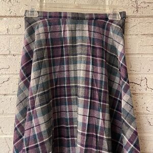 Vintage Sutter Place Plaid Purple Wool Blend Skirt 8